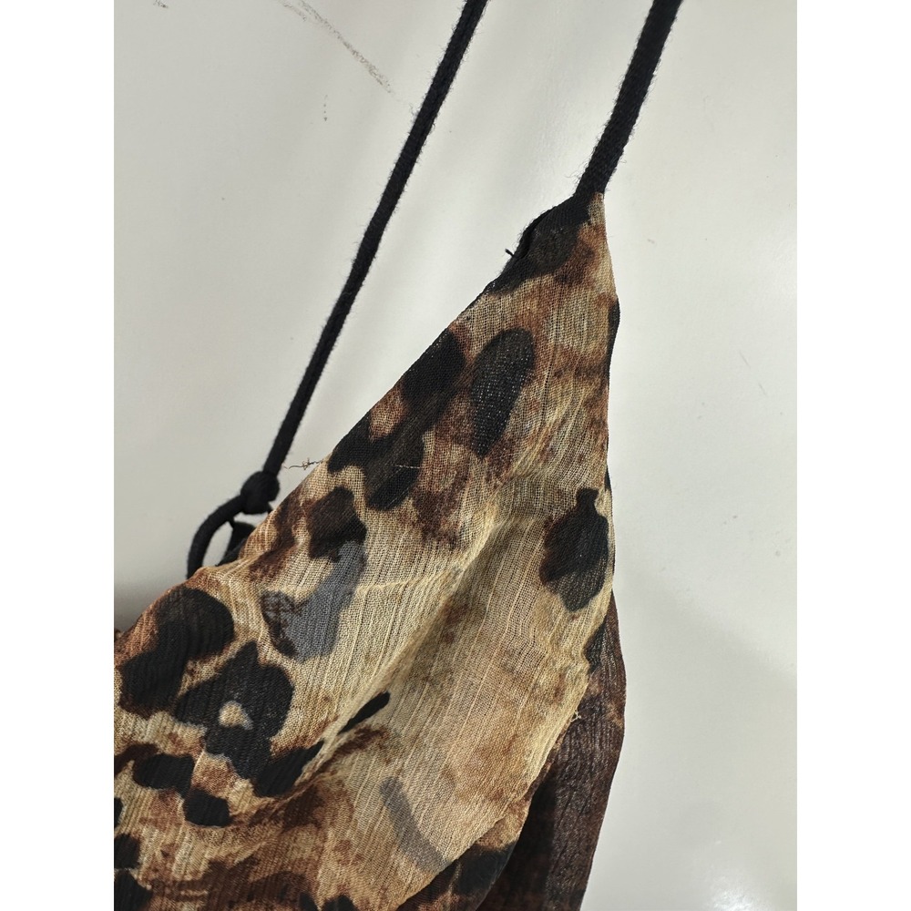 New With Defects Anthropologie Ruffled Chiffon Maxi Dress Leopard Animal Print M - Picture 7 of 16